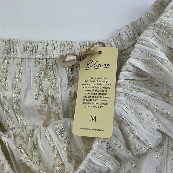 NWT Elan Women's Cropped Milkmaid Peasant Off the Shoulder Babydoll Coquette Top - Picture 4 of 7